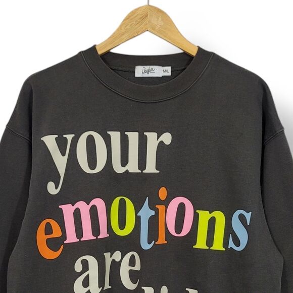 The Mayfair Group Your Emotions Are Valid Sweatshirt and Sweatpants Set in Gray - Picture 4 of 16